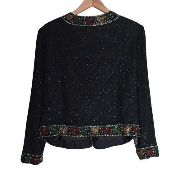Vintage Women's - Laurence Kazar Beaded Bow Holiday Jacket, Size 1X - Picture 7 of 11